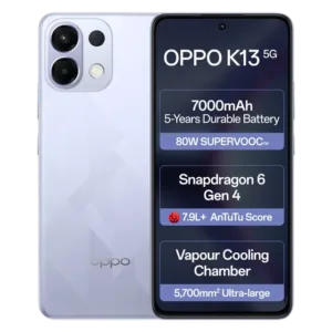 OPPO K13 5G with 7000mAh and 80W SUPERVOOC Charger In-The-Box (Icy Purple, 256 GB)  (8 GB RAM)