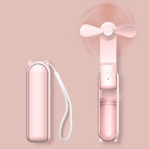 JISULIFE Handheld Mini Fan, 3 IN 1 Hand Fan, Portable USB Rechargeable Small Pocket Fan (Pink)