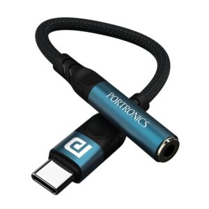 Portronics iKonnect C Pro Type C to 3.5 mm Audio Jack Connector with DAC Headphone Converter Adapter