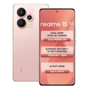 realme 15 5G Smartphone 12+256GB Pink,144Hz HyperGlow 4D Curve Display