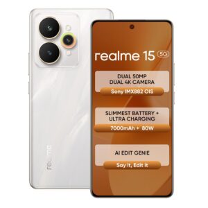 realme 15 5G Smartphone 12+256GB Silver,144Hz HyperGlow 4D Curve Display