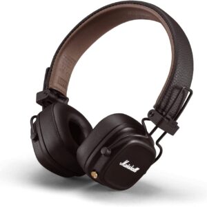 Marshall Major IV Wireless On-Ear Headphones with 80+ hours of Playtime, Wireless Charging- Brown