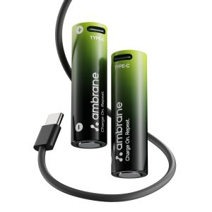 Ambrane AA Type C Rechargeable Batteries, Pack of 2, 1850mAh Lithium Ion Battery (Reneo, Green)